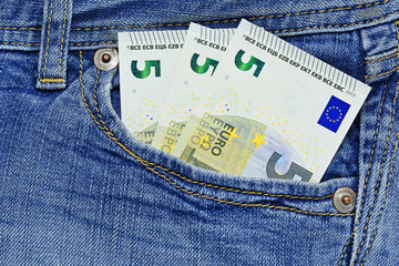 Fifteen euros in jeans pocket