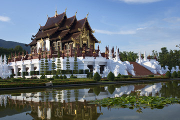 Naklejka premium Royal Pavilion (Ho Kham Luang) in Royal Park Ratchaphruek at Chaingmai, Thailand.