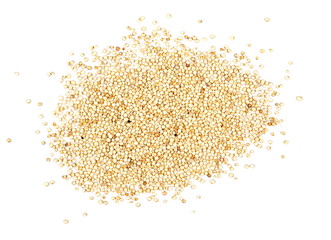 Fototapeta na wymiar Organic quinoa seeds isolated on white background, top view