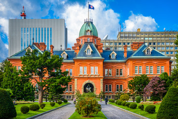 Sapporo, Japan at the historic Former Hokkaido Government Offices. - obrazy, fototapety, plakaty