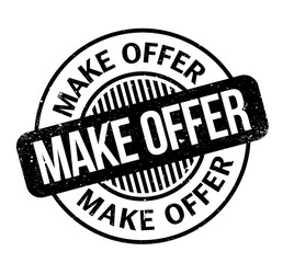 Make Offer rubber stamp. Grunge design with dust scratches. Effects can be easily removed for a clean, crisp look. Color is easily changed.