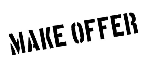 Make Offer rubber stamp. Grunge design with dust scratches. Effects can be easily removed for a clean, crisp look. Color is easily changed.