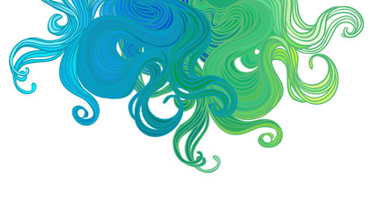 Vector pink abstract hand-drawn pattern with waves and clouds. Stylish illustration in boho style isolated on white. Fabrics, textiles, paper, wallpaper. Retro hand drawn ornament.