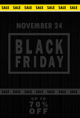 Black Friday sale inscription design template. Black Friday banner. Up to 70% off. Special offer. Vector illustration EPS10