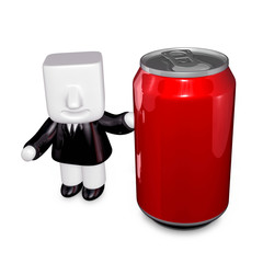 3d Businessman beverage can. 3D Square Man Series.