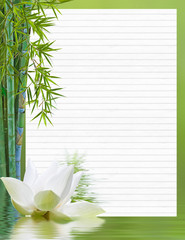 papier réglé, bordure lotus et bambou 
