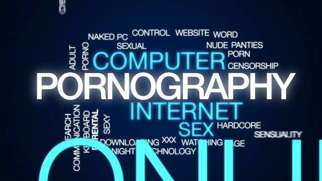 Pornography animated word cloud, text design animation.