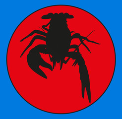 cancers of the emblem . Marine crustaceans , crawfish silhouette, crayfish icon, lobster sign, crawfish . group of arthropods . symbol vector illustration .