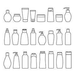 Set of cosmetic cans and bottles icons - 166102955