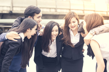 Business People Collaboration Teamwork concept. People business people stacking hands for business project. Business people  teamwork concept.