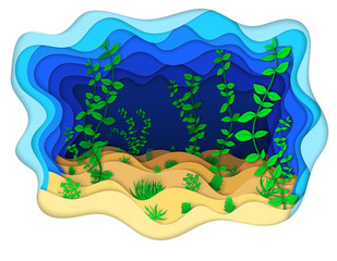  illustration of a seabed with green algae