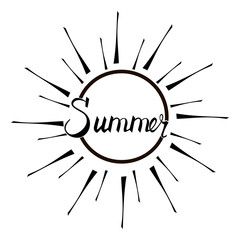 Summer calligraphy. Hand drawn lettering poster. Vintage typography card. Summer time.