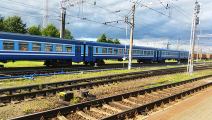 Fototapeta premium Small local passenger railway station on a summer day 
