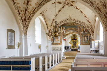 Ancient romanesque church with wall-paintings