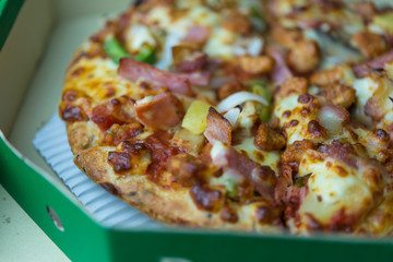 pizza in the in delivery box you