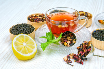 tea, Cup of tea, various kinds of tea, tea on the table