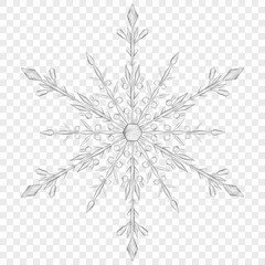 Big translucent Christmas snowflake. Transparency only in vector file