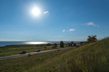 Fototapeta premium Long-awaited warm weather has come, warm evening at Pleshcheevo lake