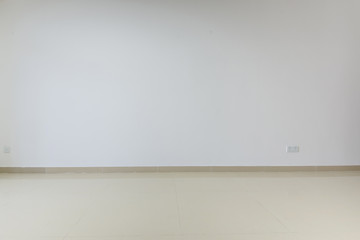 new apartment, empty room with white tiled floor