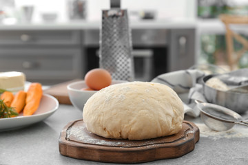 Ingredients for baking carrot cake on table