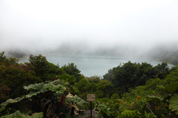 Low cloud over Lake Botos in Poas Volcano and National Park, Costa Rica