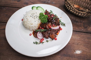Baked pork rice with rosemary