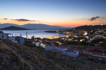 Village on Halki island in Dodecanese archipelago, Greece.
