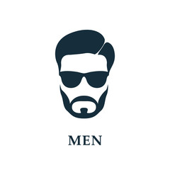 Men in sunglasses. Style haircut and beard. Vector icon.