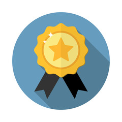 Award medal icon,winner emblem symbol in flat style with long shadow, isolated web icon