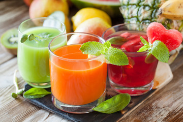 Assorted fresh fruit and vegetable juices