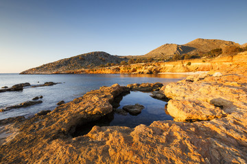 Coast of Halki island in Dodecanese archipelago, Greece.
