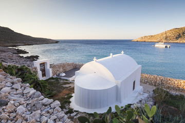 Fototapeta na wymiar Coast of Halki island in Dodecanese archipelago, Greece. 