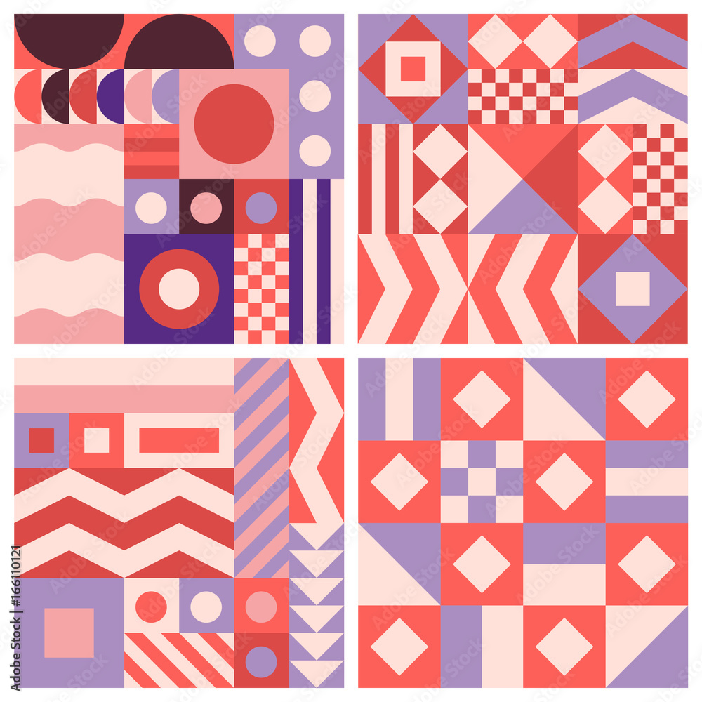 Aufkleber Vector trendy abstract seamless patterns in modern minimal style with geometric shapes