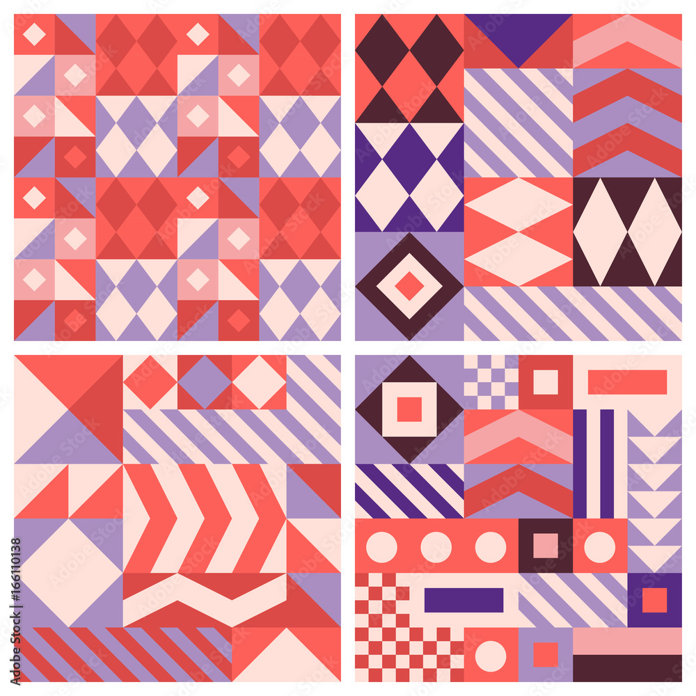 Aufkleber Vector trendy abstract seamless patterns in modern minimal style with geometric shapes