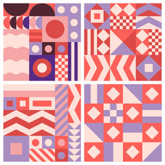 Vector trendy abstract seamless patterns in modern minimal style with geometric shapes