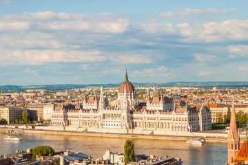 View of hungarian parliament building in Budapest, Hungary