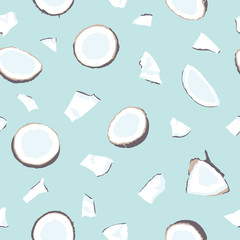 Seamless pattern with coconut. Fruity pattern background. Vector illustration
