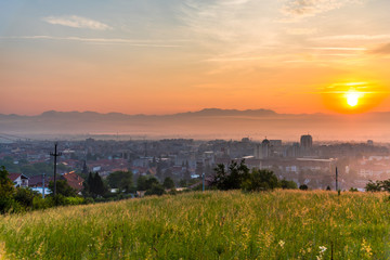 Fototapeta na wymiar Morning view with Deva city, Romania