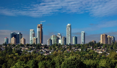 Last house under construction in a new area of high-rise buildings 