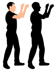 isolated, silhouette man applauding