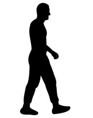isolated, silhouette man is walking