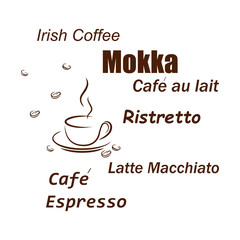 silhouette coffee cups and lettering coffee brands