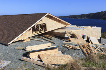 House damaged from wind storm.