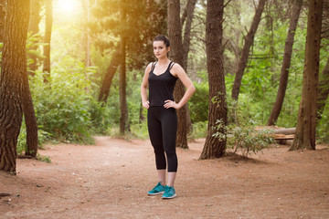 Portrait of a Athlete Running On Forest Trail