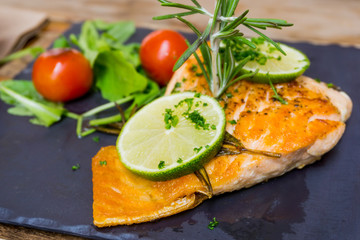 Grilled Salmon - with fresh lettuce and mash potatoes