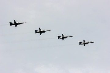 Navy day and parade on Neva river