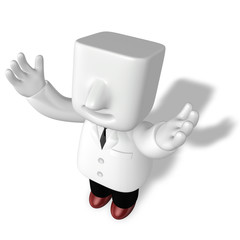 3d young doctor man standing with his arms up