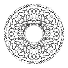 Mandala ornament. Round template. Decorative element  can be used for greeting card, wedding invitation, yoga poster, coloring book.. Doodle emblem.