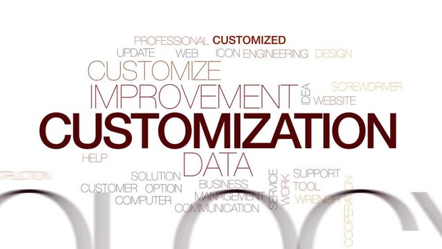Customization animated word cloud, text design animation. Kinetic typography.