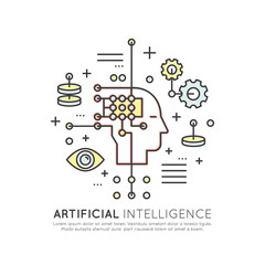 Vector Icon Style Illustration Concept of Machine Learning, Artificial Intelligence, Virtual Reality, EyeTap Technology of Future, Isolated Symbols for Web and Mobile